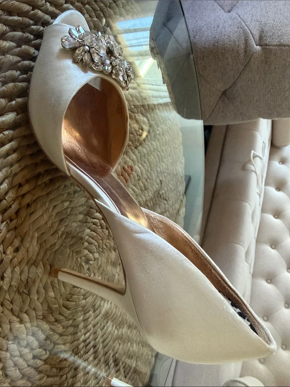 Badgley Mischka ivory satin